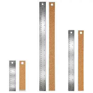 6/12/18-Inch Stainless Steel Metal Ruler with Non-Slip Cork Backing