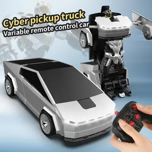 Transformable Remote Controlled Car for Boys Aged 4-12, 2.4GHz 1:18 Scale Robot Toy, One-Touch Transform & 360° Rotation, Cyber Truck Gift