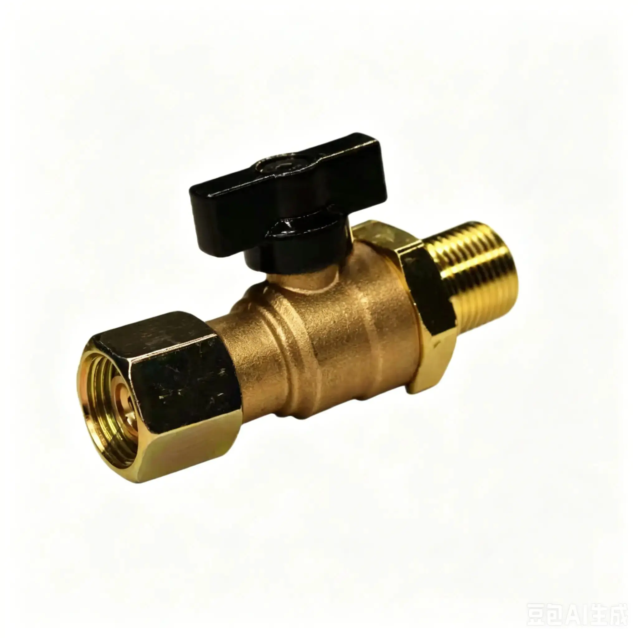 Brass Valve with Black Handle for Home Plumbing Fixtures