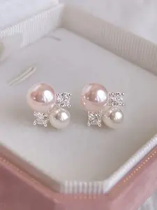 1 Pair of Soft Pink Imitation Pearl Stud Earrings - Women's Exclusive - Elegant Bohemian Style Durable Versatile Accessories - Perfect for Everyday Wear and Parties | Valentine's Day Anniversary Gifts | Mother's Day Gifts - Stud Earring Jewelry