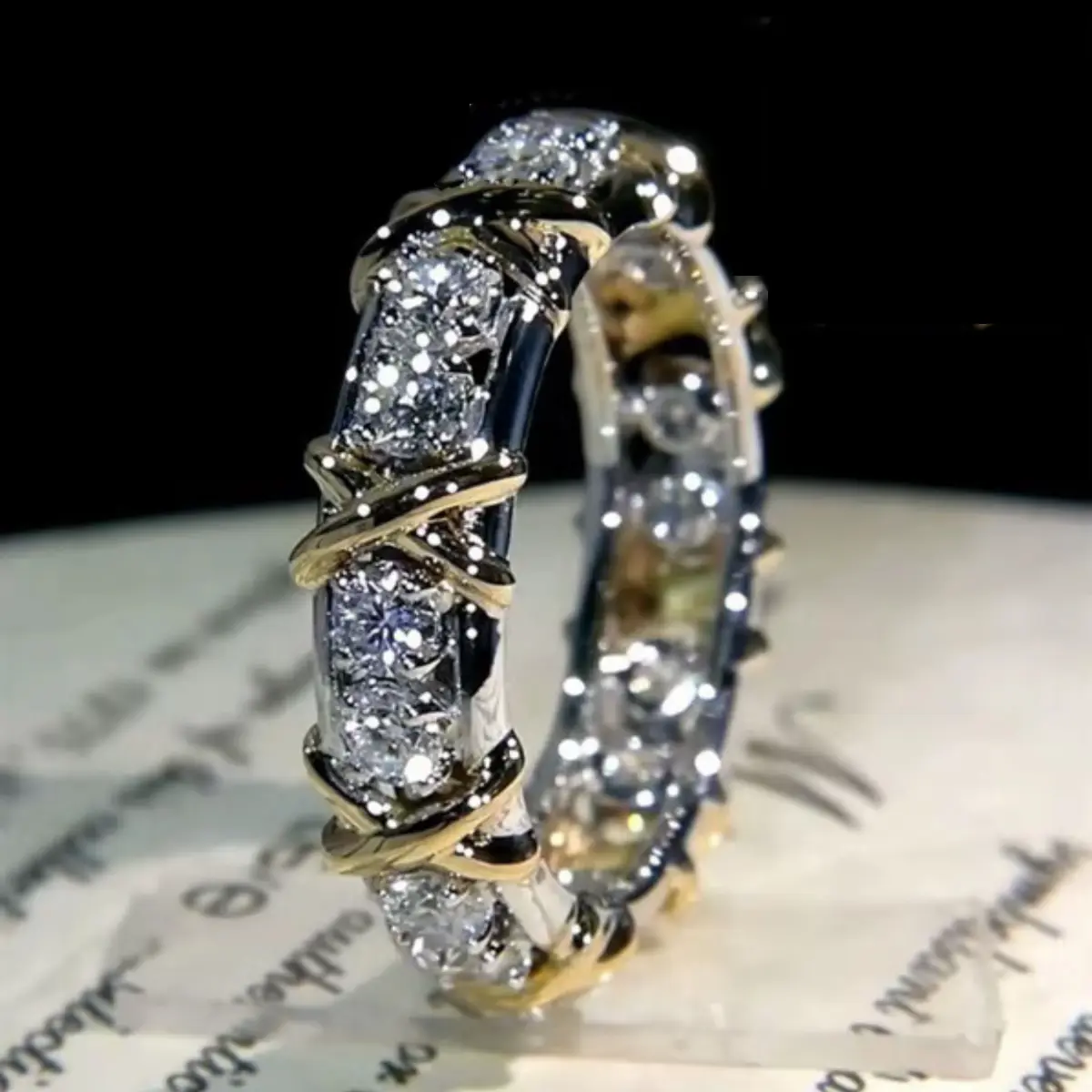 3mm Rotating Openwork Ring Women Titanium Engagement Ring Cubic Zirconia Eternity Wedding Band Size 6-11.5
