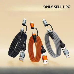 4 in 1 Magnetic Charging Cable 240W C-C Fast Charge Fast Usb Charging Type C Charging Braided Durable Compatible with iPhone Huawei Samsung All Mobile Phones