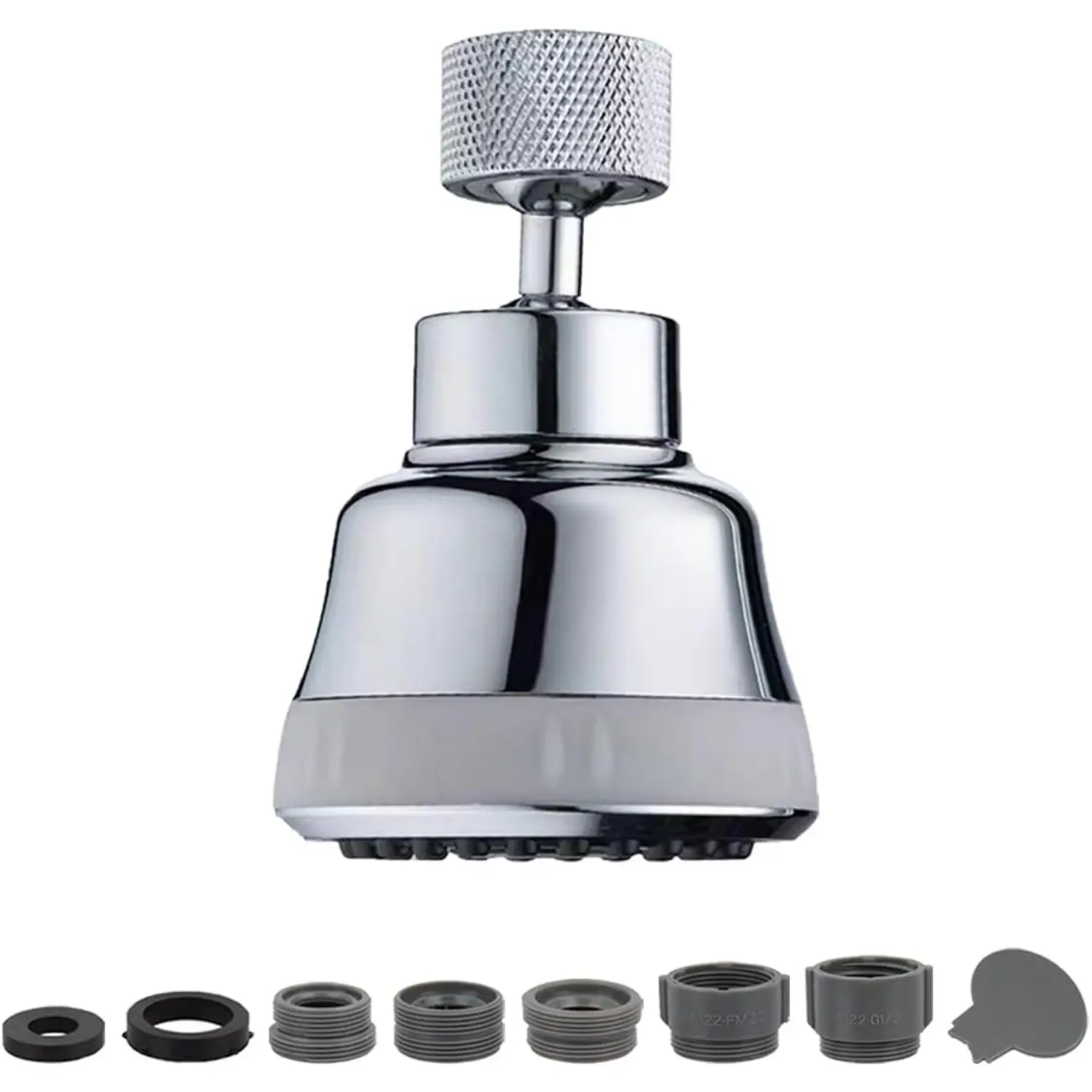 Faucet Aerator Faucet Sprayer Attachment, Kitchen Faucet Head Replacement with 4 Spray Modes, 360° Swivel Faucet Extender Anti-Splash Sink Sprayer Faucet Nozzle Head (Silver)