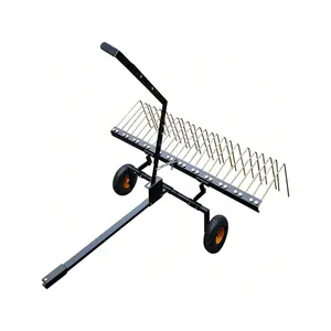 60 Inch Tow Behind Dethatcher,Pull Behind Dethatcher With 24 Tines,Rake ATV For Lawn Tractor,Pull Dethatcher For Outdoor Yard Care,Garden Farm Grass Tractor Rake To Remove Thatch, Leaves And Needles  Pine Straw Rake 60 Inch