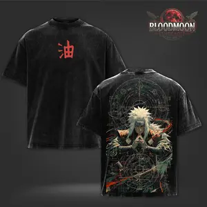 Jiraiya Sage Mode - NRT Vintage Washed Oversize Heavyweight Cotton Graphic T-Shirt Tee | Chakra Seal Back Print Edition
