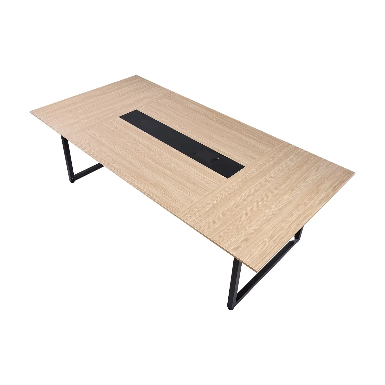 Conference Table, 8-Foot Office Meeting Desk for 10 People, Modern Rectangular Seminar Table with Metal Legs, Large Meeting Desk for Office, Boardroom, Conference Room, Easy Assembly, Brown