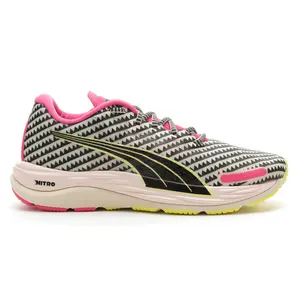 PUMA Womens X Lemlem Velocity Nitro 2 Running Sneakers Shoes - Pink, Yellow