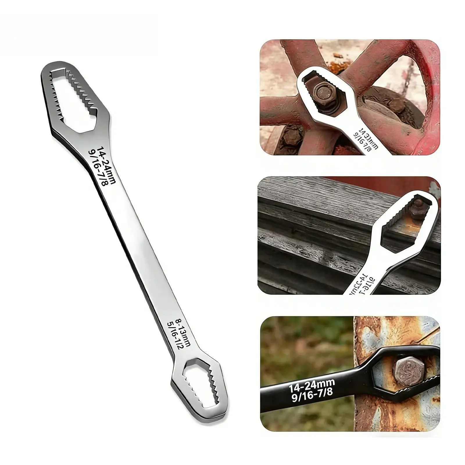 Double-Head Torx Self-Locking Metal Wrench (8-24mm) - Portable Automotive Hand Tool, Non-Slip Universal Socket Wrench, for Nuts & Bolts Repair, Assembly, Disassembly, DIY Maintenance
