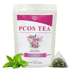Siyolaherb Organic PCOS Spearmint Tea for Hormone Balance & Hirsutism and Acne, 10 PCOS Teabag Spearmint Red Raspberry Fertility Fibroid Tea for Women to Get Pregnant Fast