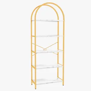 Garvee Five-tier arch shelf 180.3 cm, industrial style, self-supporting, metal structure, suitable for bedrooms, living rooms, offices, and home environments, tall shelf for storage