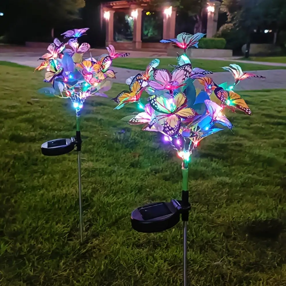 Solar Powered Butterfly Tree Design Garden Light, Waterproof Outdoor Decoration Light without Battery, Creative Decorative Lighting for Party Holiday