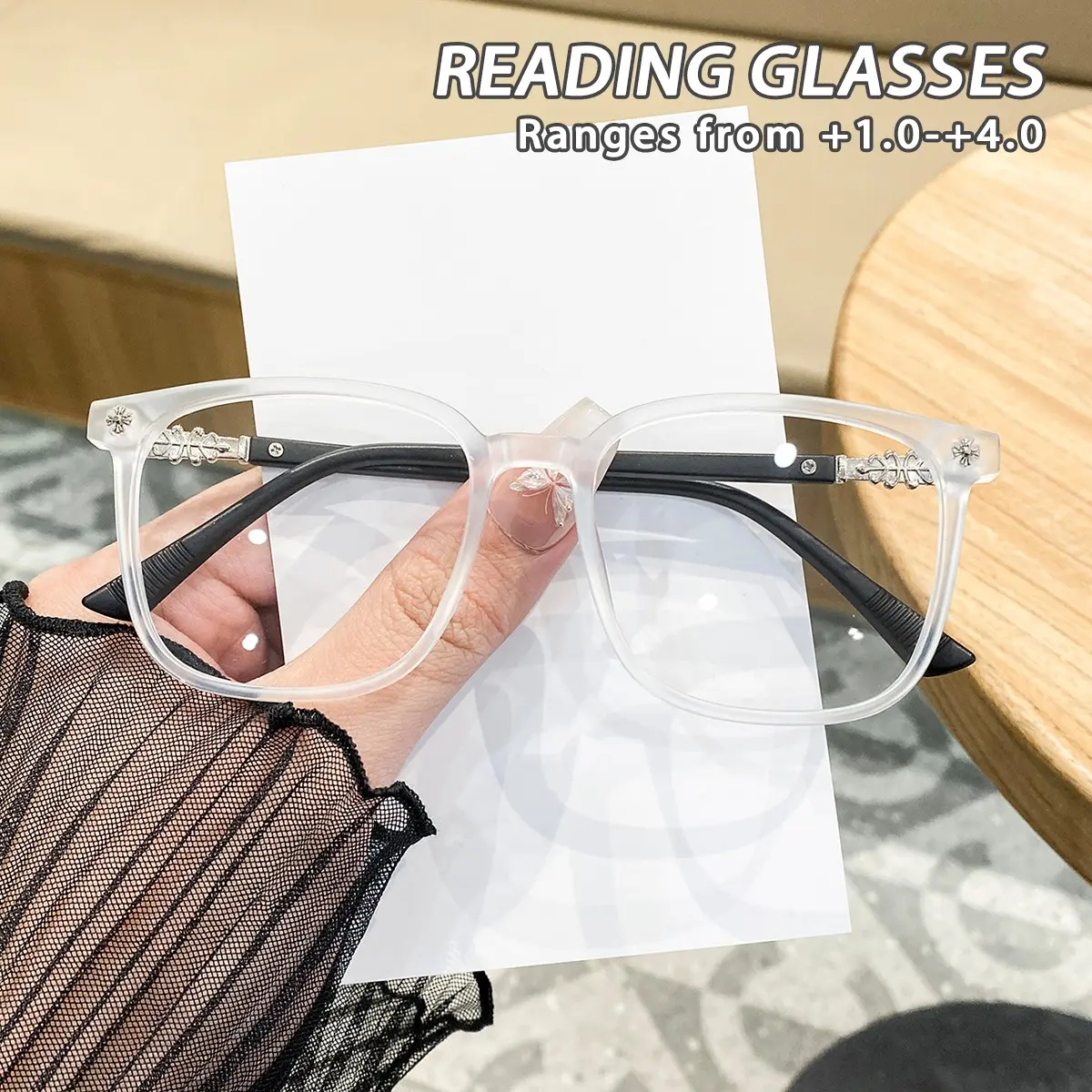 Women's Plastic Square Rivet Studs, Unique Trendy High-End Elegant Artistic American Style, Fashionable Old Reading Glasses, Reading Eyeglasses