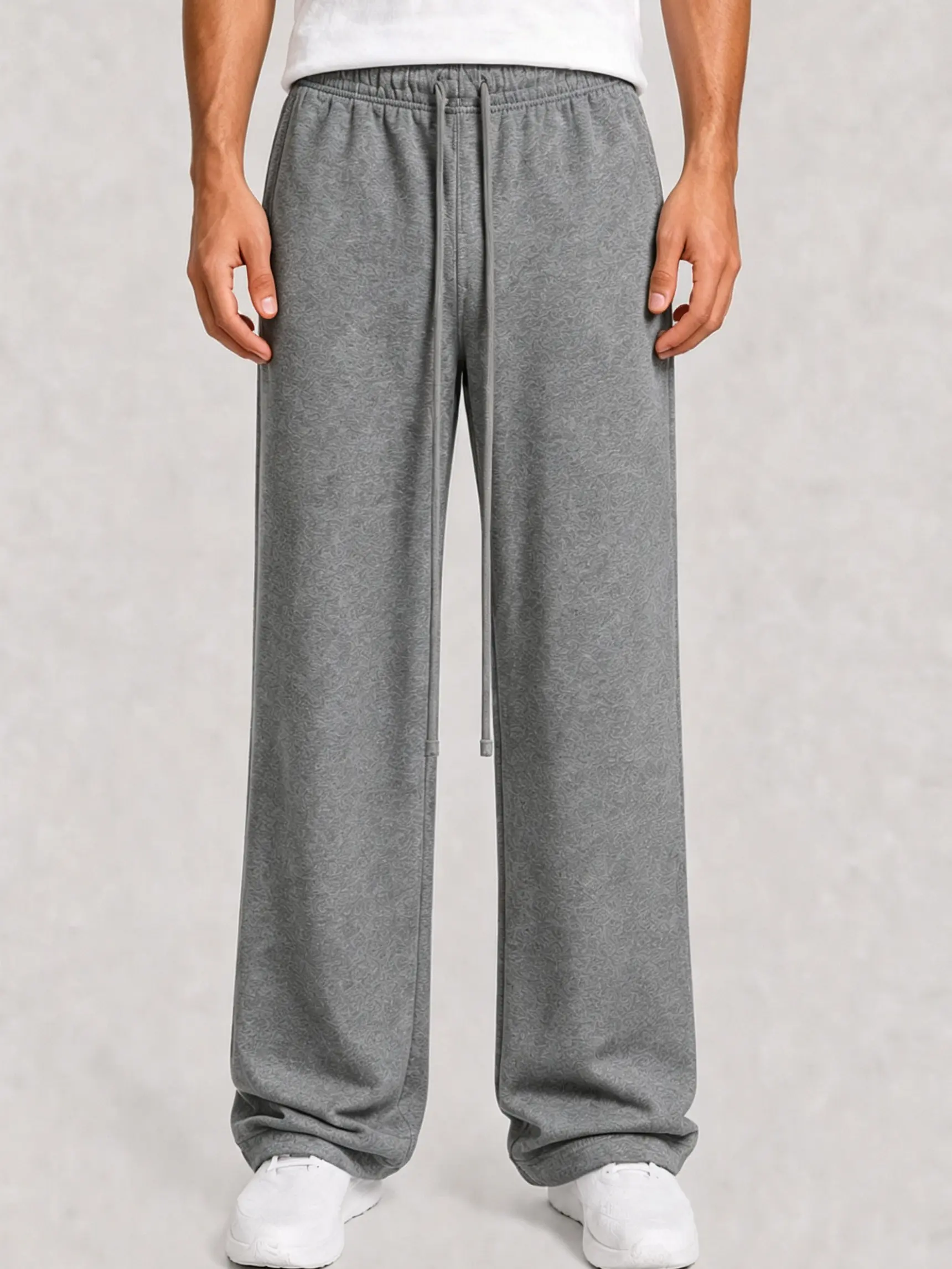 Men's Open Hem Sweatpants - Sporty Chic, Clean Design, Elastic Waist, Unisex Casual Streetwear Loungewear Bottoms