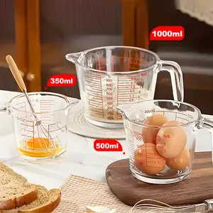 (3-Pack) Glass Measuring Cups Set, (1, 2 & 4 Cup) Measuring Cups For Prepping, Baking and Cooking, Preheated Oven, Dishwasher, Freezer, and Microwave Safe with design canister