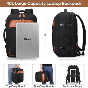 40L Expandable Travel Backpack for Men & Women Airline Approved Carry On Laptop Backpack with 4 Packing Cubes Water Resistant Anti Theft Weekender Bag for Business School Travel, Airport Backpack, Carry On Luggage