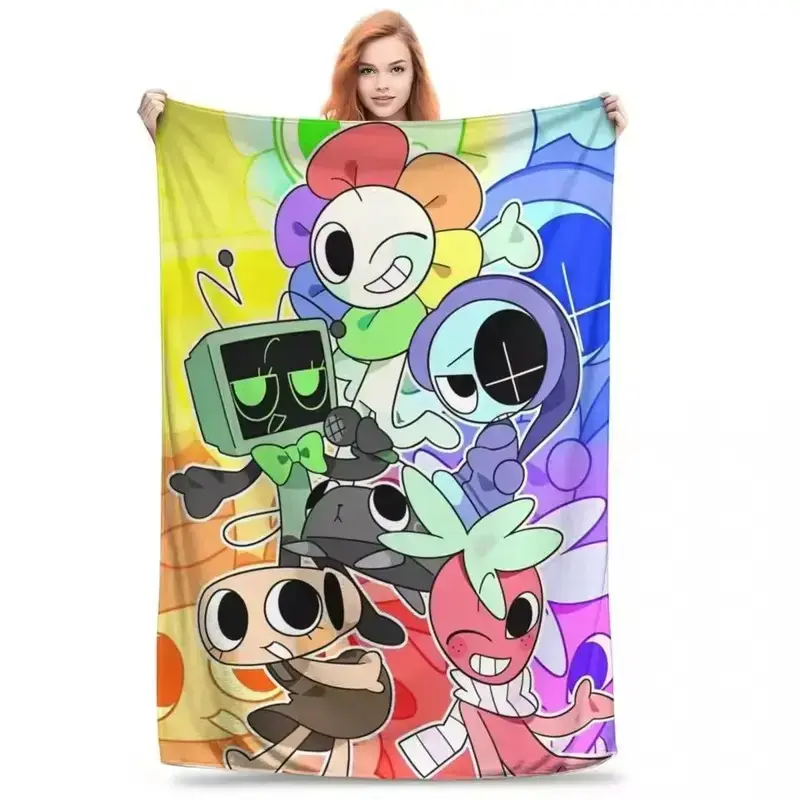 Dandy's World Flannel Throw Blanket, Soft Warm Cozy Gaming Fleece Blanket, Cute Roblox Game Room Decor for Sofa Bed Bedroom Gaming Room Dorm, Unique Birthday Gift For Kids Teens Gamers Fans