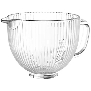 GVODE Glass Mixer Bowl for KitchenAid Mixer, 4.5-5 Quart Tilt-Head for Glass Kitchen Aid Mixing Bowl, Pour Spout & Measurement Markings, Dishwasher Safe