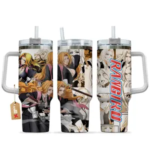 [Sip40 Otaku] Bleach Rangiku Matsumoto 40oz Stainless Steel Tumbler With Handle, Soul Society Anime Cup, Shinigami Drinkware, Insulated Travel Mug for Iced Coffee, Otaku Gift for Anime Lovers
