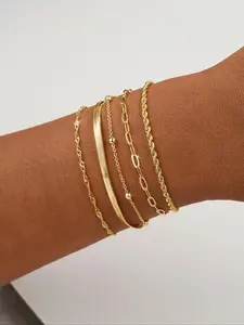 Women's Punk Style Chain Bracelets, Chain Bracelet Set, Casual Trendy Jewelry, Fashion Jewelry for Party, Daily Clothing Decor, Trendy All-match & Exquisite Jewelry for Birthday Gift