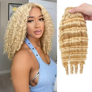 Hotlove 613 Blonde Burmese Curly Human Hair Bundles 3C4A Raw Unprocessed Hair Extensions Full Volume Soft Natural Look