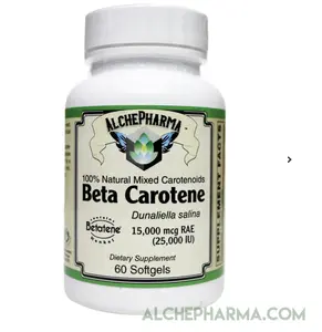 Beta Carotene Patented Betatene, 100% Natural Mixed carotenoids (Dunaliella Salina) Micro Algae - 60 Soft Gels