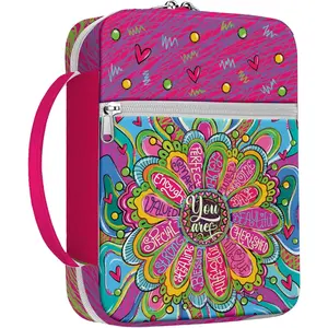 Colorful Floral Bible Cover, Bible Cover Bag With Bookmarks Handle Pockets, Bible Bag Portable For Women, Gifts for Christmas Christian