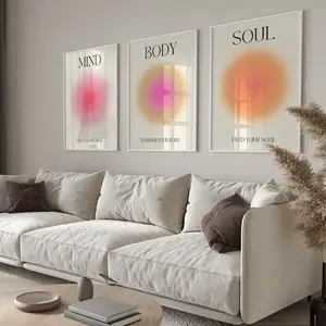 Trendy Motivational Quote Pattern Unframed Art Print Painting, 3 Counts/set Positive Aura Spiritual Gradient Wall Art, Aesthetic Room Decor for Home Living Room Office