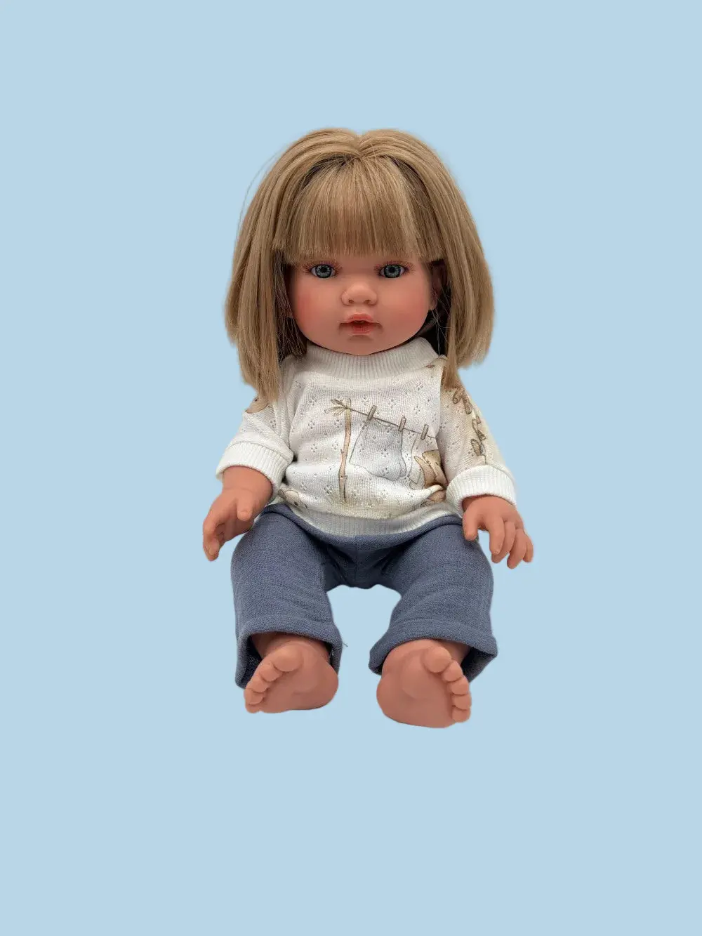 Doll Clothes | Bunny Print Sweater & Pants Set (11" - 14" dolls)