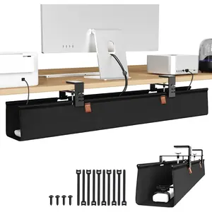 No Drill Under Desk  Management Tray 30" Cord Organizer for Table Clamp/Screw Mount Desk  Management Sturdy  Fabric Cord Hiders for Office,