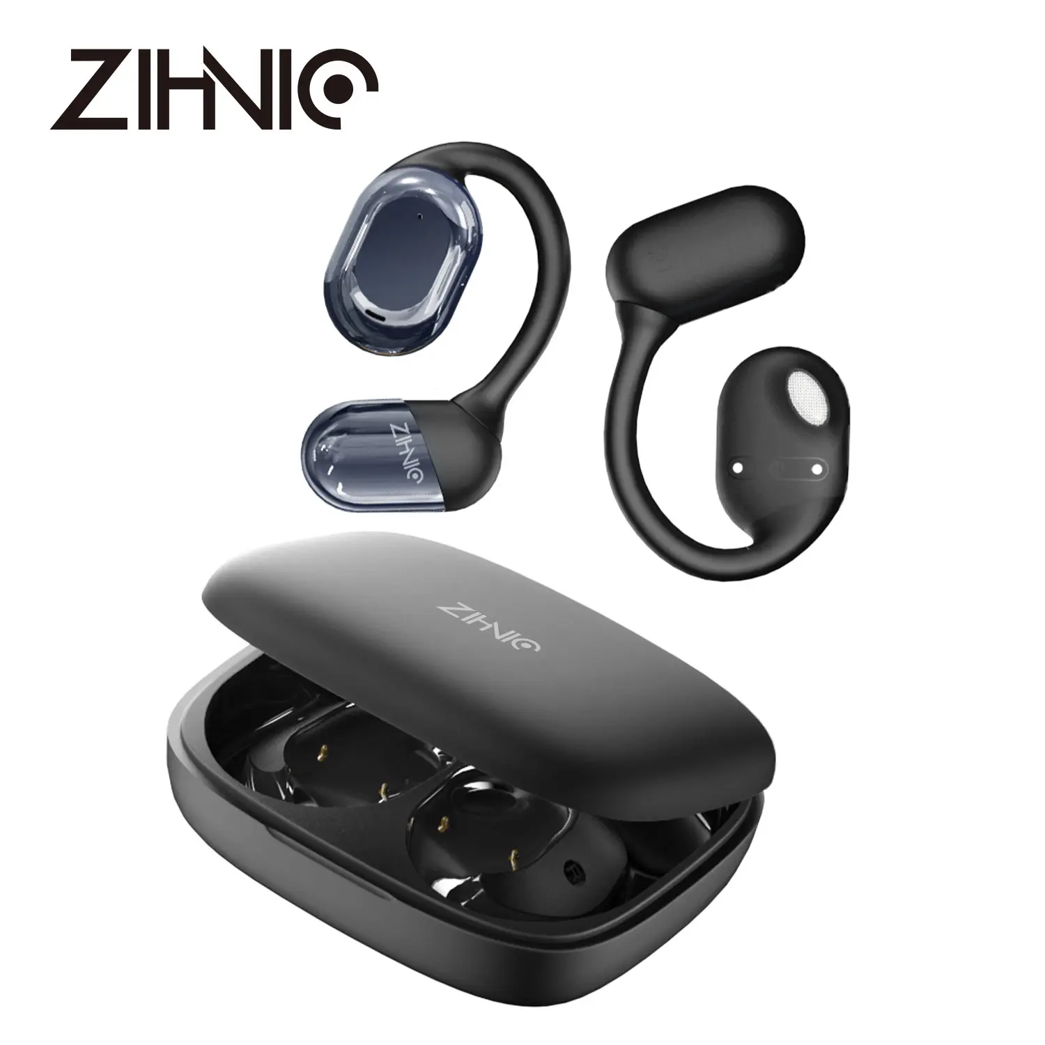ZIHNIC S05 Open Ear Bluetooth 5.4 Headphones, HiFi 20kHz Sound, IPX5 Waterproof, Noise Cancellation, Stable Connection, Mic-Included Battery-Powered Hands-Free Wireless Earbuds, Workout Safe for Fitness, Travel