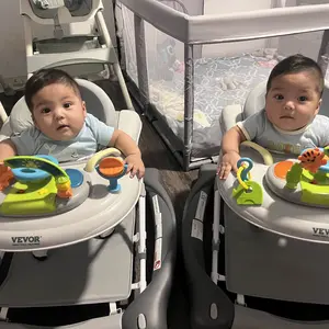 VEVOR 4-in-1 Baby Walker,  Foldable Baby Activity Center on Wheels, 3 Adjustable Height, Music & Toys Tray, Learning-Seated | Walk-Behind | Rocker | Bouncer Toddler Walker for Girls Boys  6-24 Months