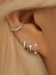 A set of 3 pairs (6 pieces) of stylish zirconium oxide gold-tone hoop earrings, perfect for holiday parties and everyday wear, the ideal gift for her, Hoop earring sets