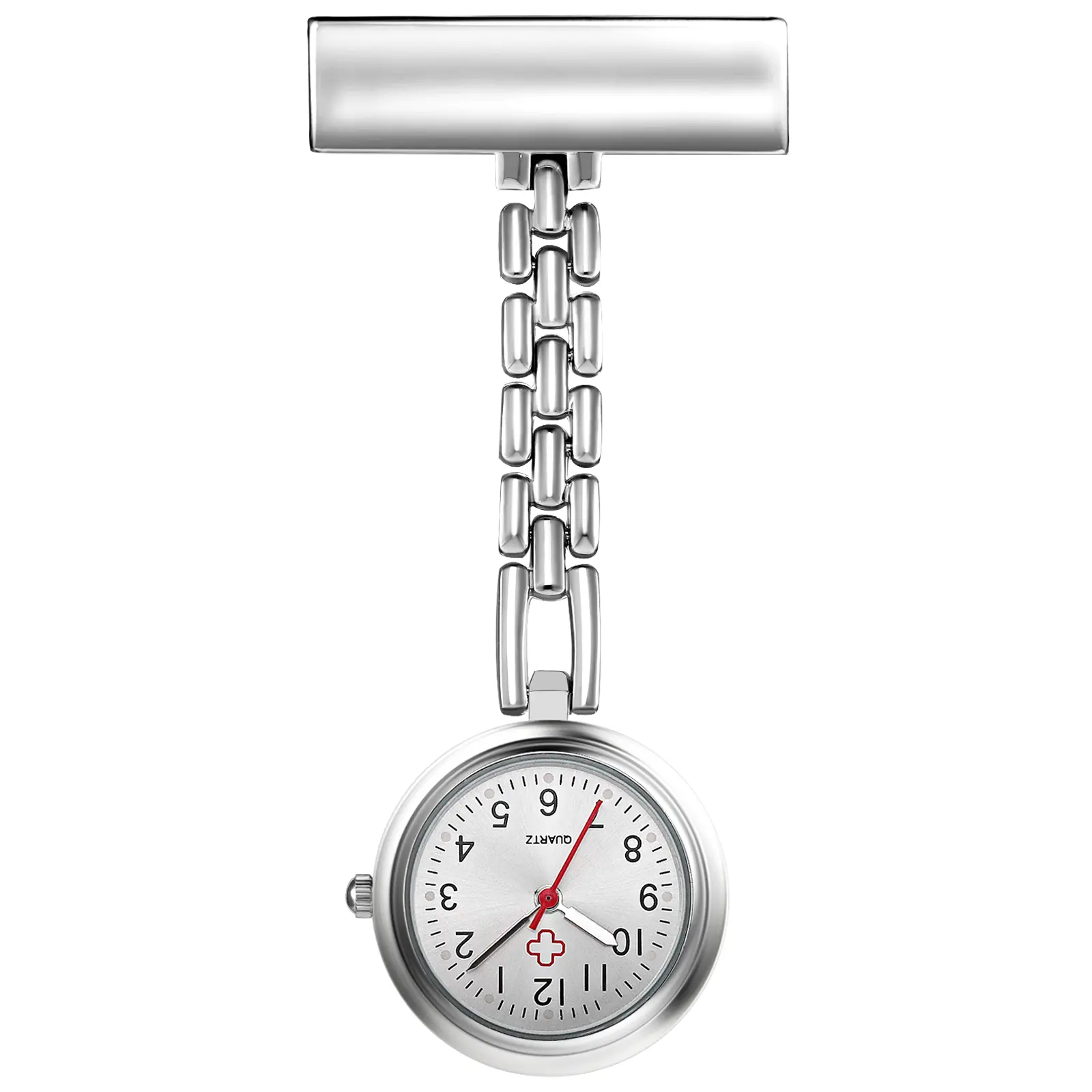OIDEA Brooch Watch with Custom Name, Classic Silver Alloy Pin-on Watch for Nurses & Medical Students - Inverted Face, High-Definition Arabic Numeral Dial, High-Definition Numeral Dial, Pin-On Brooch, Arabic Num., Nursing School Graduations, Pinning Ceremo