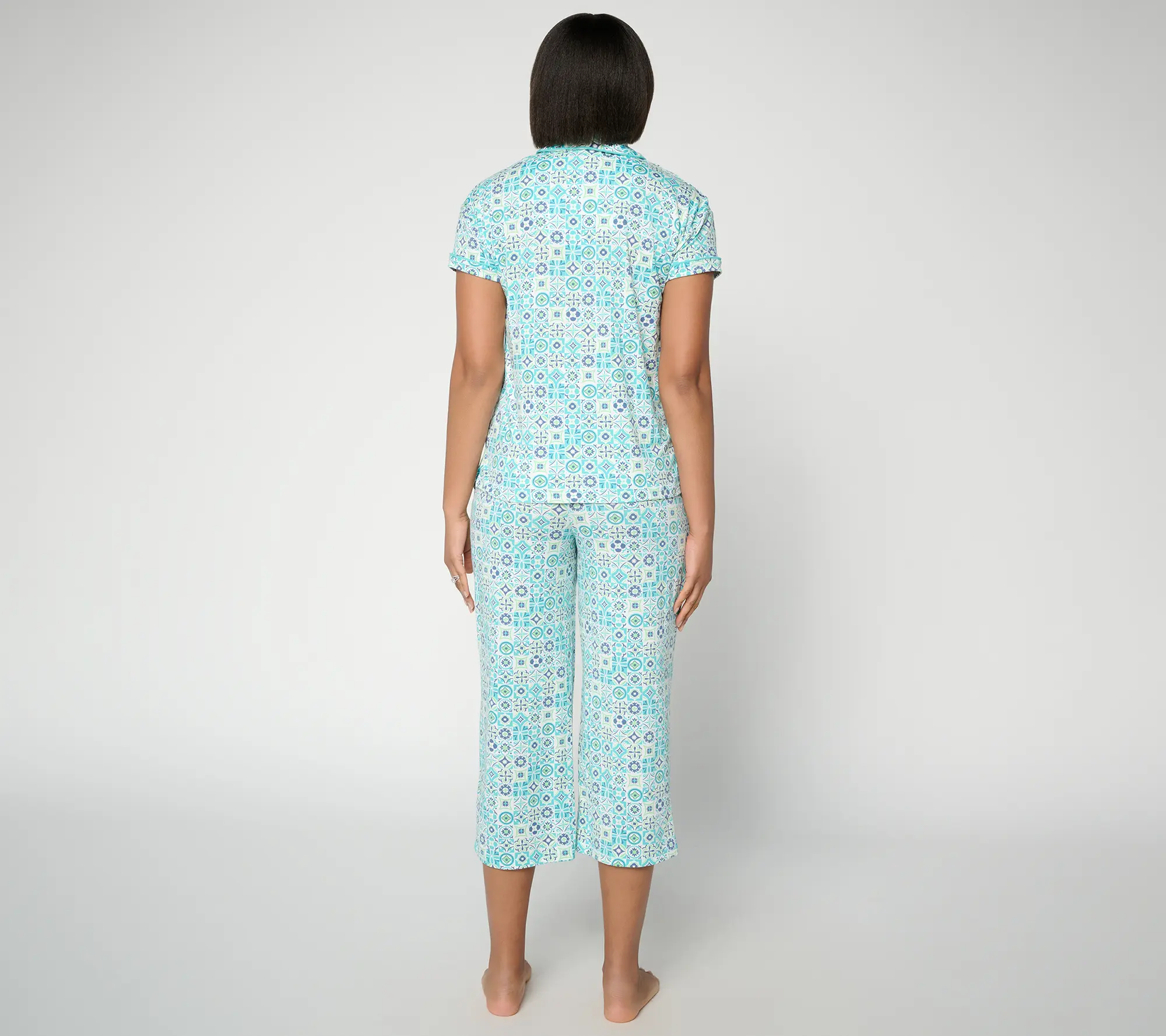 MUK LUKS Cloud Knit Shawl Collar w/ Cropped Pant Pajama Set