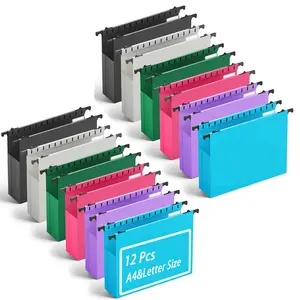 6/12 Pcs Reinforced Letter Hanging Folders Expandable, Plastic Extra Capacity Letter Size Hanging File Folders, Heavy Duty 2 Inch Expansion with Tabs,Filing Cabinet Folders for Bulky Files-Colorful, Perfect for A4&Letter Size