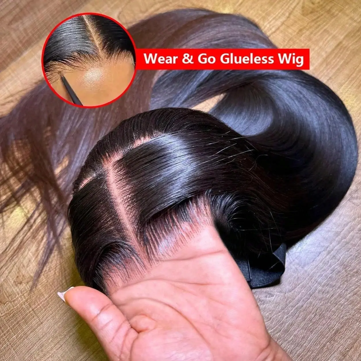 Glueless Wigs Human Hair Pre Plucked Pre Cut 5x5 HD Lace Closure Wigs 6x4 straight Human Hair Glueless Wear And Go Body Wave Lace Front Wigs Human Hair With Baby Hair Natural Black 12-40 Inch