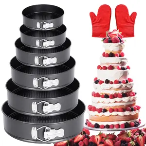 Cake Pan Set, Non-stick 6pcs(7 8 8.5 9.5 10 11Inch) Cheesecake Pan Removable Bottom, Leakproof Round Spring Form Pans Cake Pans Sets for Baking, Included 2pcs Silicone Baking Gloves