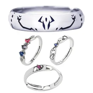 Anime Ryomen Sukuna Gojo Satoru Cosplay Ring Itadori Yuji Unisex Adjustable Metal Finger Rings Jewelry Accessories Gift