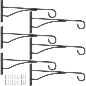 8"  Hangers 6 Pack, Hanging  Bracket for Wall Fence Porch Outdoor Indoor, Metal  Hooks for Basket, Flower, Planter, Feeder, Lantern, Wind Chime