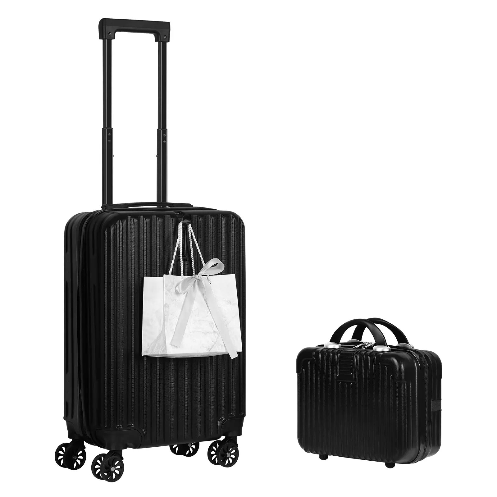 2-Piece Luggage Set, 20 Inch Suitcase & 14 Inch Travel Cosmetic Case, Lightweight Carry-On Luggage with Silent Spinner Wheels for Business Travel