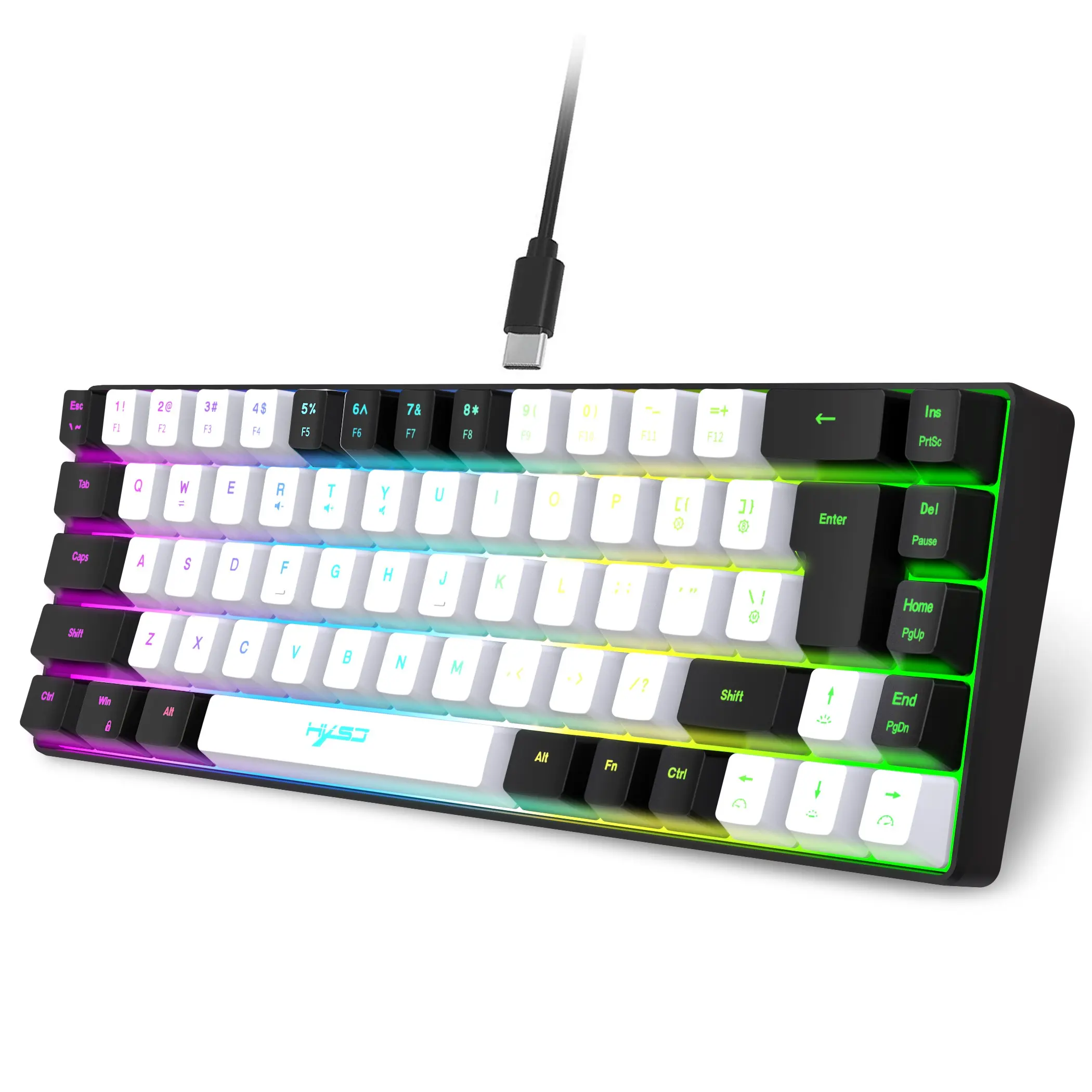 V200 Thin Wired Pc Gaming Keyboard, USB-C Interface Cable, Independent 68 Key RGB Backlight, Suitable for Home Gaming & Office Use, RGB Backlit Keyboard, RGB Lighting Keyboard, Lighted Keyboard, Pc Accessories Gaming