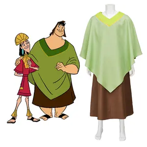Anime Emperor Kuzco Pacha Cosplay Costume Green Uniform Adult Men Pacha Outfits Full Set Halloween Fancy Suit