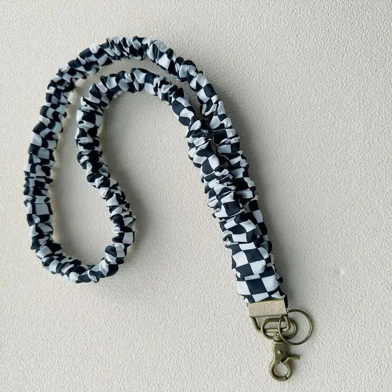 Women's Stretchy Scrunchie Lanyard ID Badge Holder - Neck Lanyard with Retractable Keychain Badge Reel, Sturdy Clasp, Skin-Friendly Material, Stylish Functional Sports Accessory