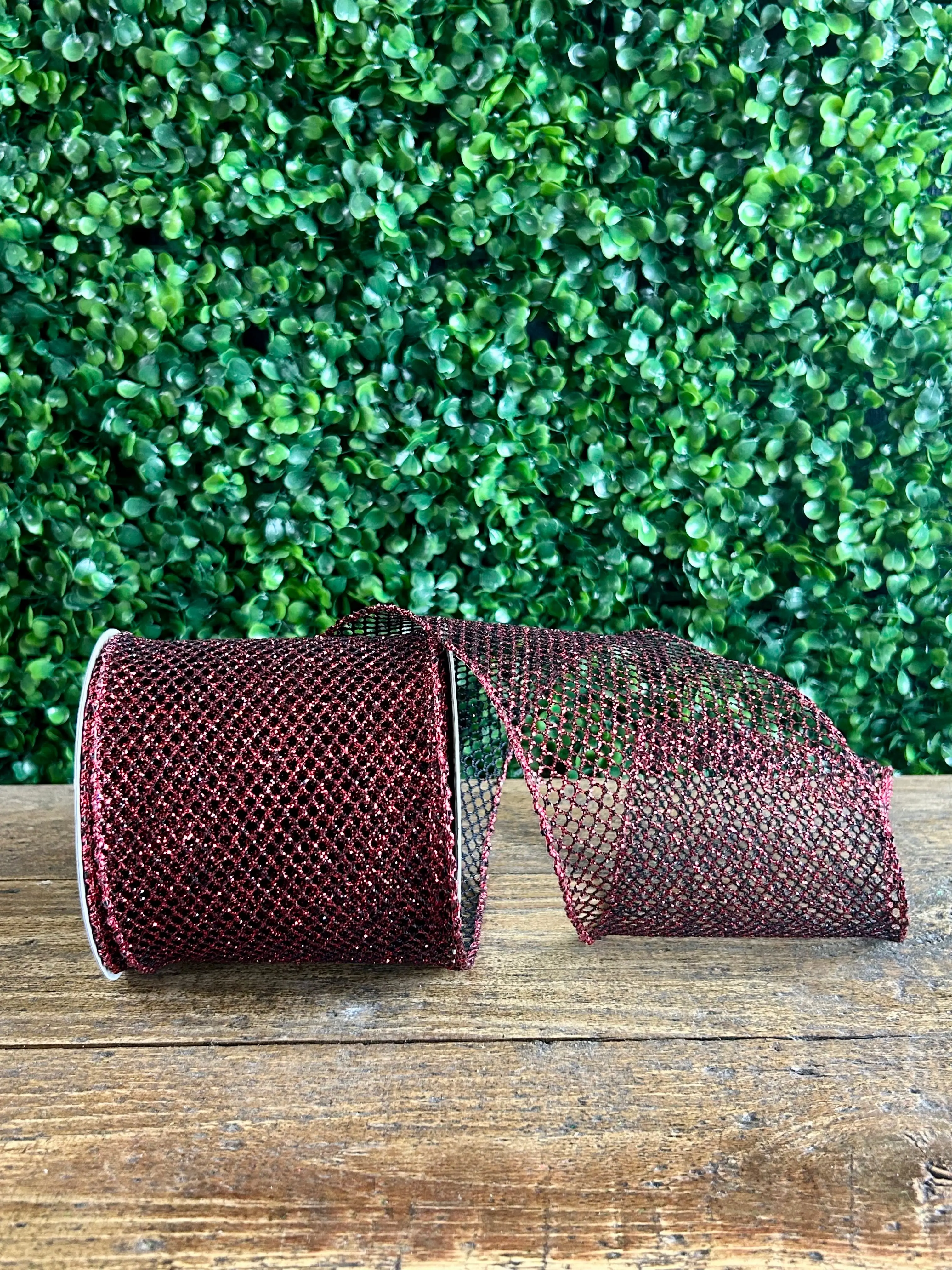 4 Inch By 10 Yard Scarlet Grand Net Glitter Ribbon