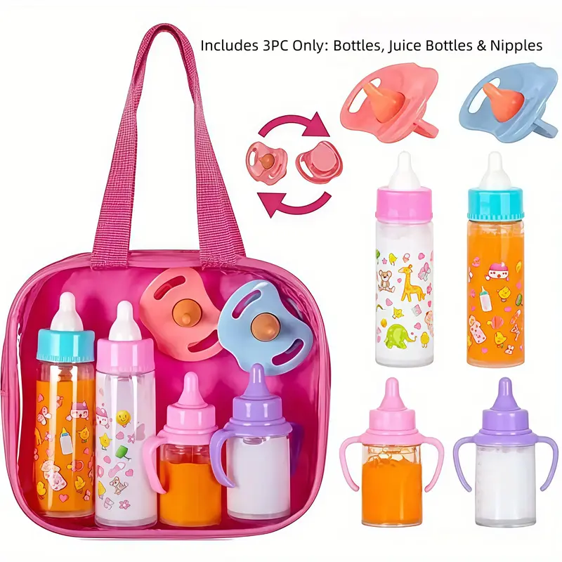 3-Piece Simulation Magic Bottle Toy Set, Role-Play Feeding Toy for Toddlers, Early Education Gift, Party Holiday Essential, Unisex