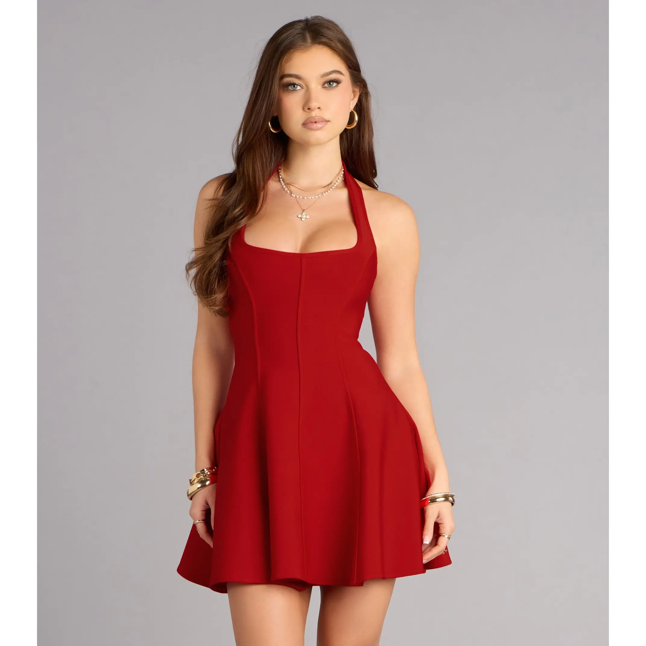 Confident Moves Bandage Knit Skater Dress