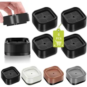 4 Pack 1 Inch Adjustable Heavy Duty Furniture Risers Square Stackable Raiser Blocks Lift 1" 2" or 3" for Table Desk Couch Sofa Chair Cabinet Bed Dorm Black