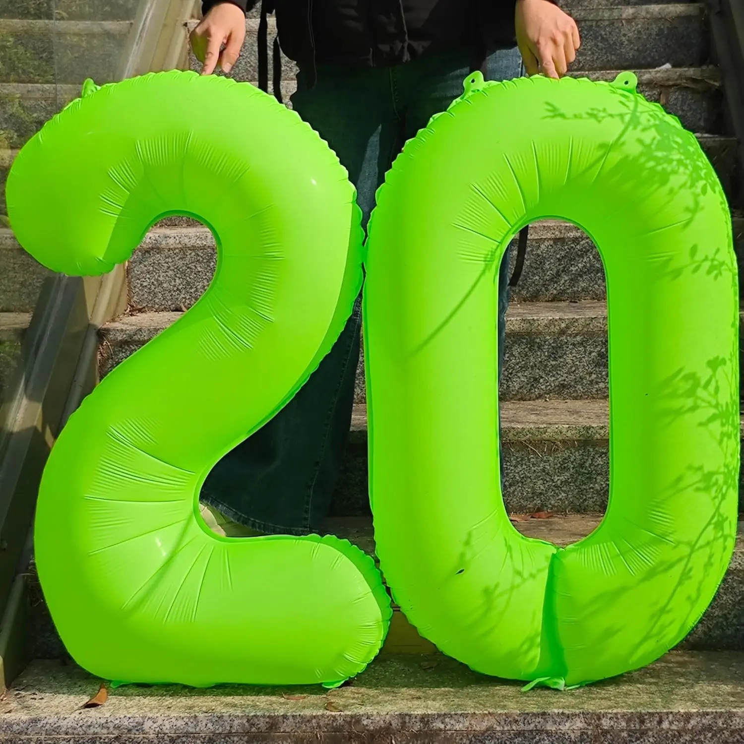 2pcs 40-Inch Neon Fluorescent Number Balloons 0-9, Glowing Balloons for Birthday and Graduation Party Decorations