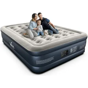 Idoo Queen Air Mattress with Built in Pump, 18 Raised Comfort Blow up Mattress, Upgraded Four Chamber Airbed, Inflatable Mattress for Guests and Home, Colchon Inflable, Air Bed, 650 Lbs Max iDOO