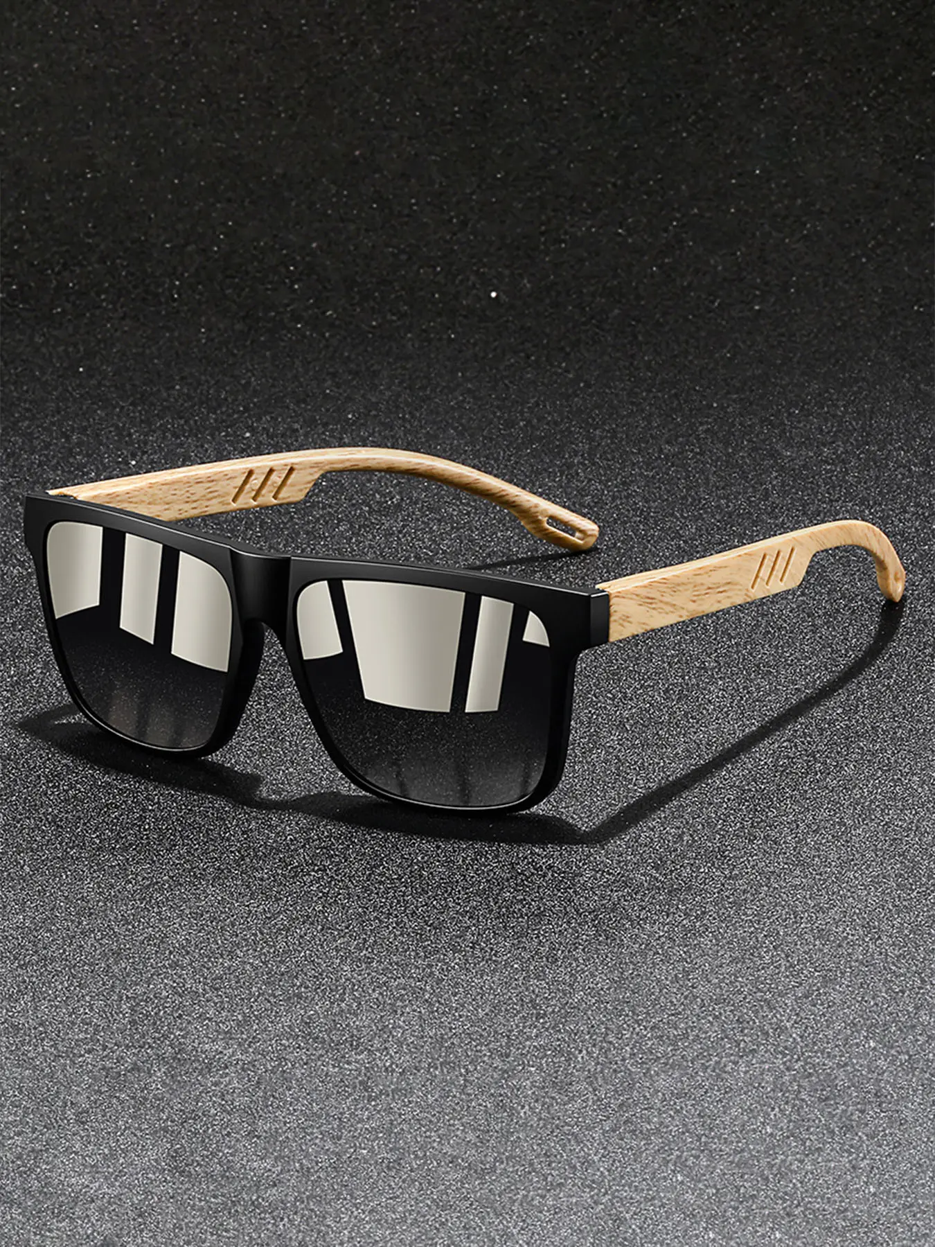 Retro hollowed out square glasses,suitable for both men and women,with multi-color lenses to meet different needs.classic imitation wood frame collocation elasticity temple,for comfortable wearing,fashion glasses,excellent choice for daily wear
